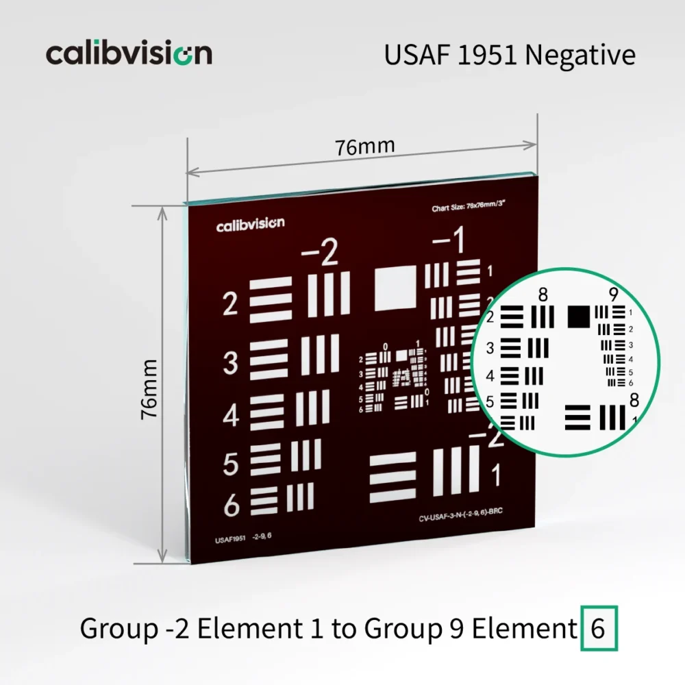 USAF 1951 Resolution Target — 0.55 µm, 912.30 lp/mm | Calibvision