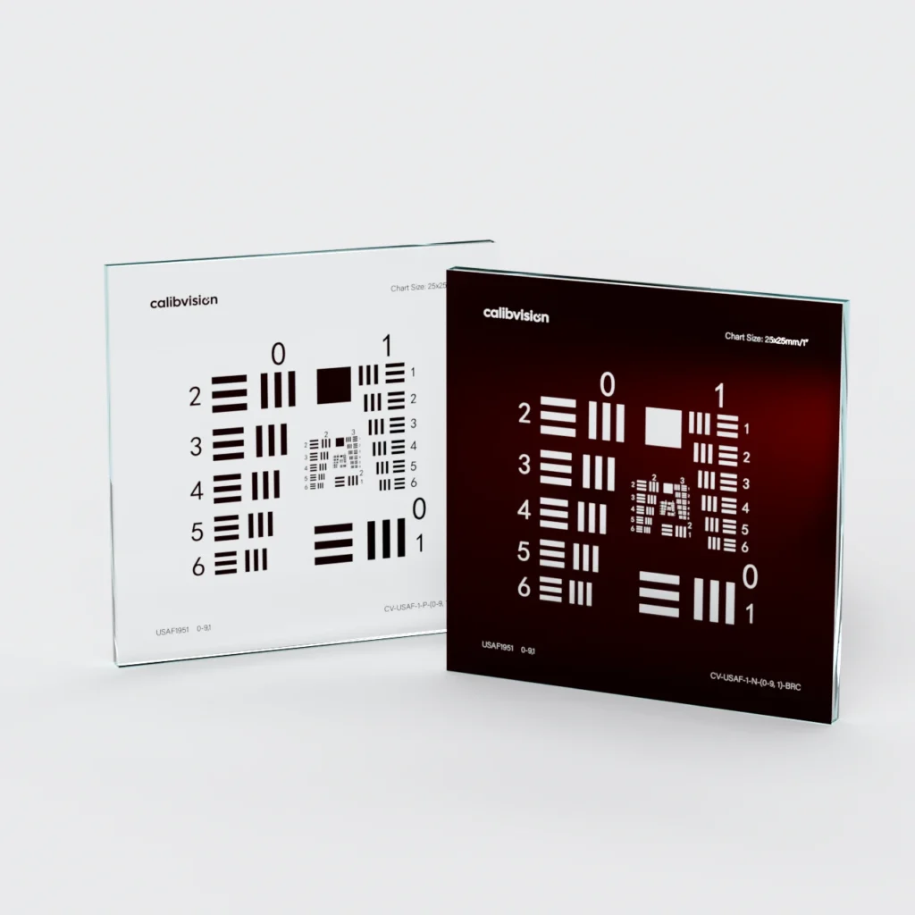 usaf 1951 resolution test target — chrome on glass, 0.25 to 912.30 lp/mm, mil std 150a compliant