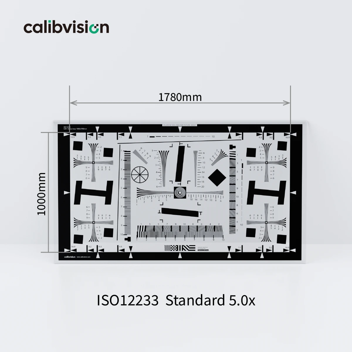 ISO 12233 large-format test chart 5X on film, 1000×1780 mm (39.37×70.08 in), 16:9 Standard