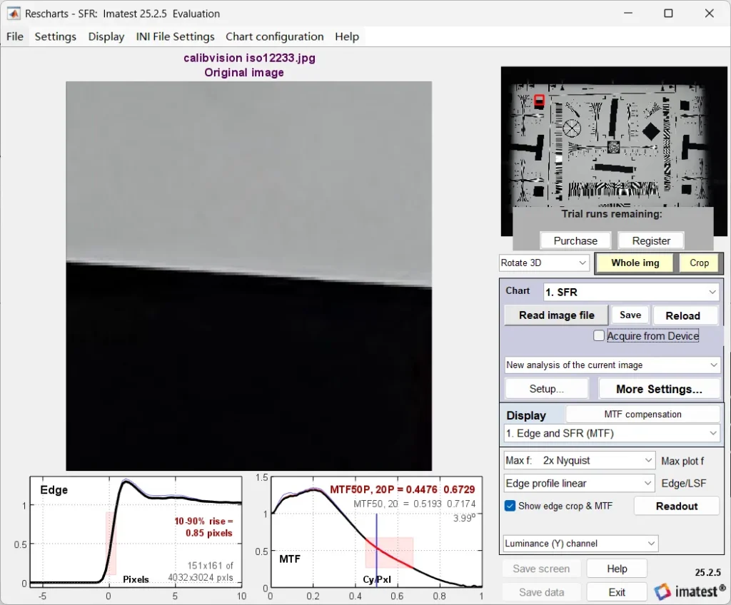calibvision iso12233 imatest 1