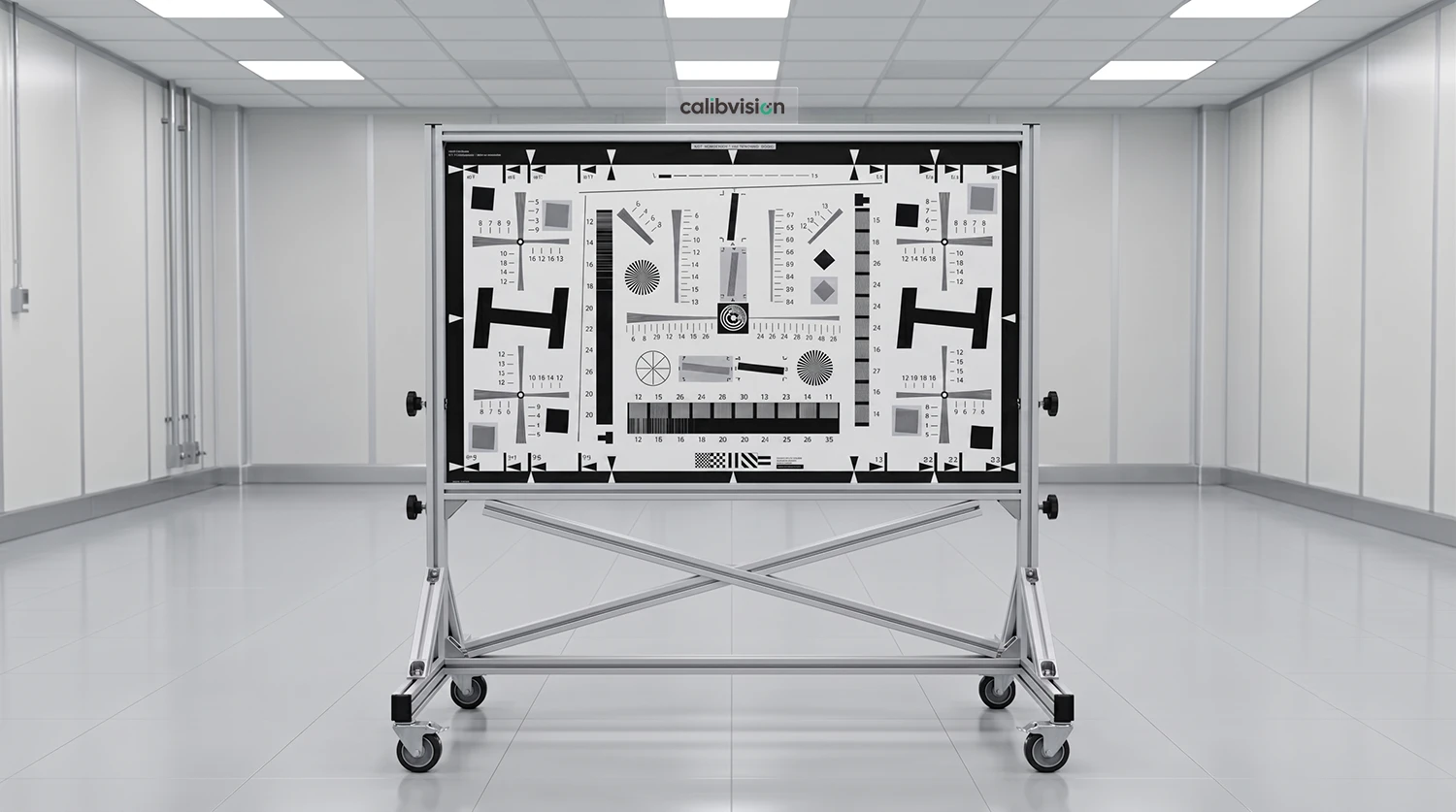 iso12233 resolution chart with heavy duty mobile stand calibvision