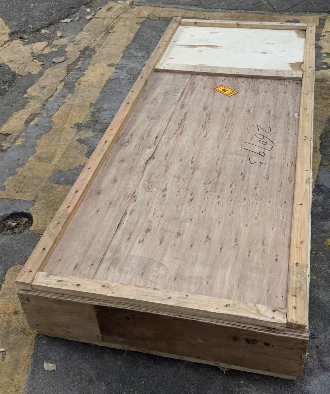 Wooden shipping crate used to pack large LiDAR target panels